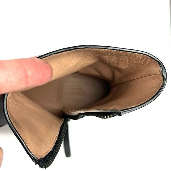 Legres Black Leather Ankle Boots Side Zip Block Heels Italy 36 US 6 - Picture 11 of 14